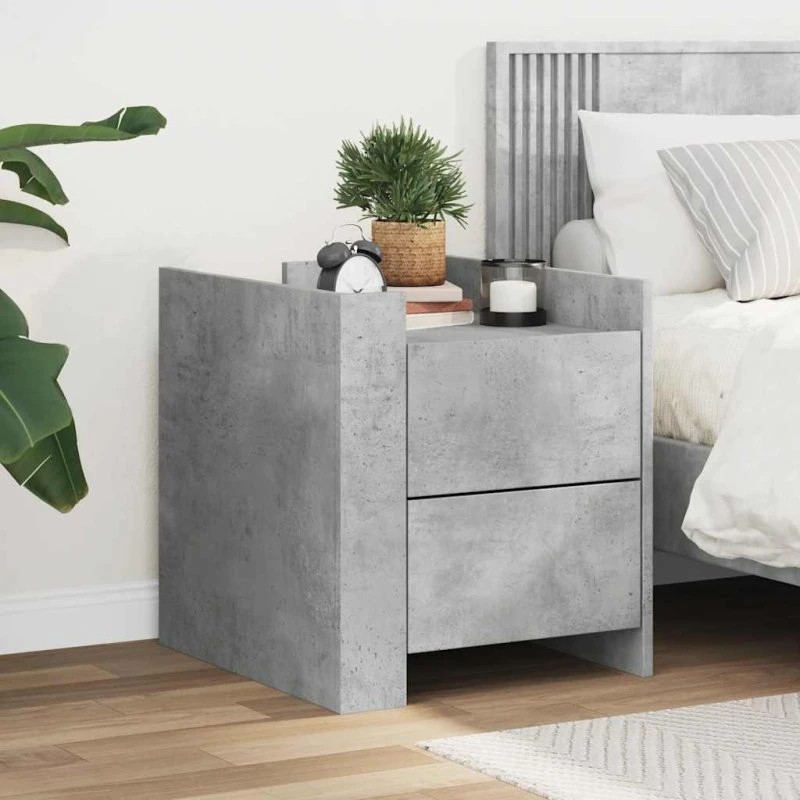 Sengebord 45x50x50 cm i konstrueret træ – betongrå