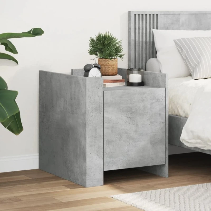 Sengebord 45x50x50 cm i konstrueret træ – betongrå