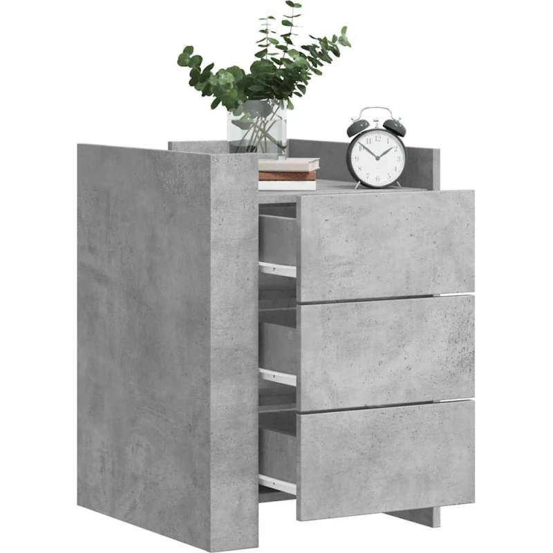 Sengebord i konstrueret træ 45x50x65 cm – betongrå
