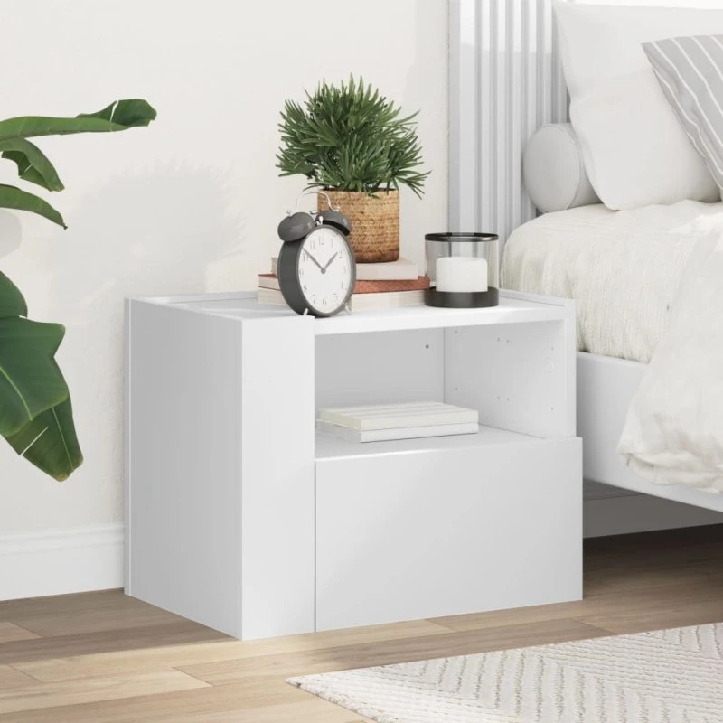Væghængt sengebord 45x30x35 cm – hvid