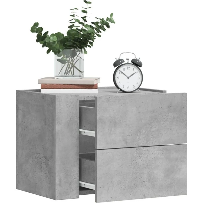 Væghængte sengeborde 2 stk. 45x30x35 cm – betongrå