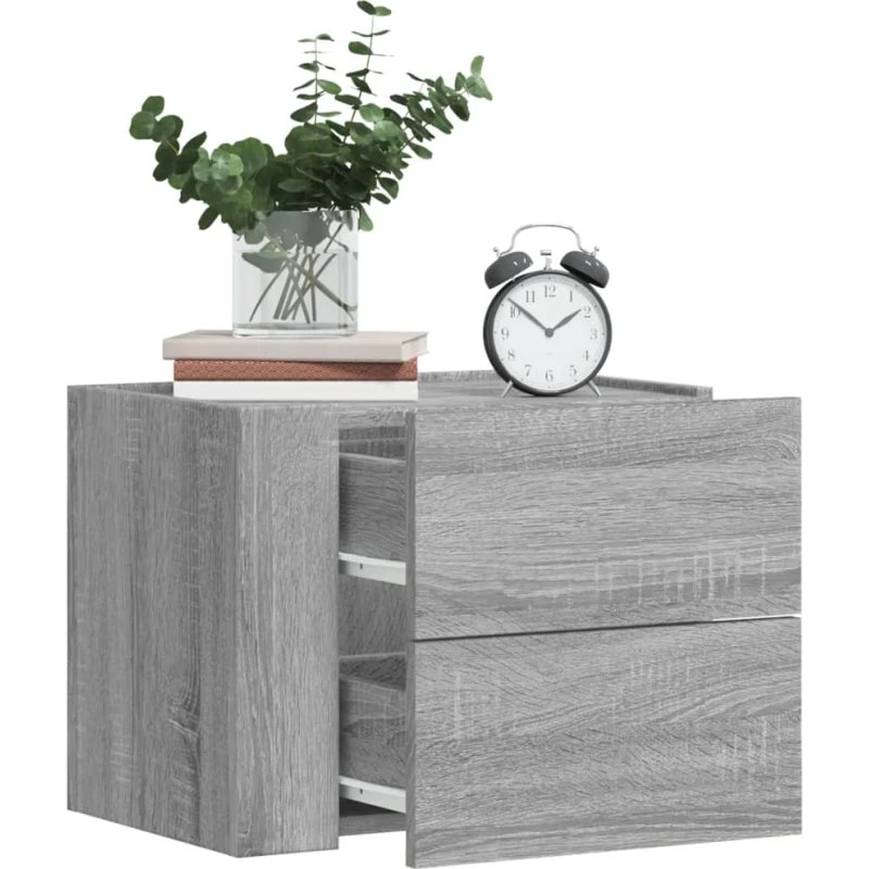 Væghængte sengeborde 2 stk. 45x30x35 cm Sonoma-eg grå