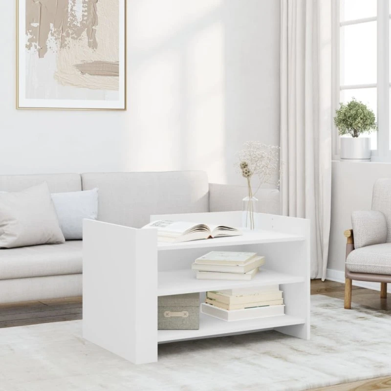 Sofabord 80x50x50 cm hvid - konstrueret træ