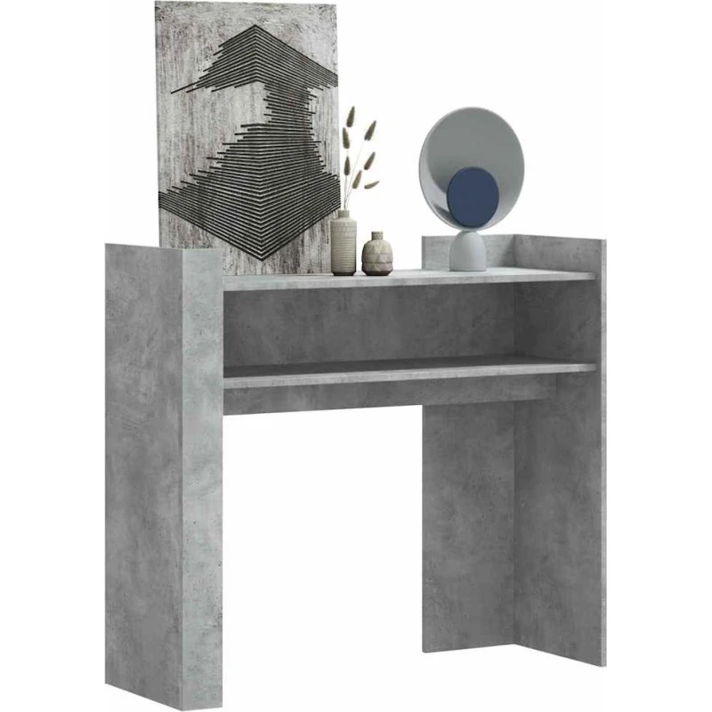Konsolbord 100x35x90 cm konstrueret træ - betongrå