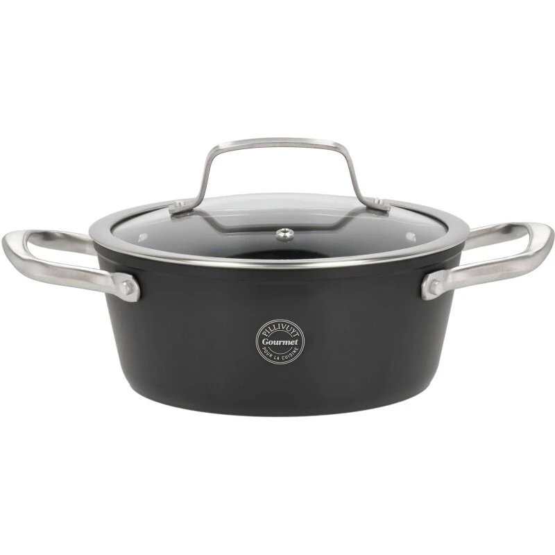 Pillivuyt Travo gryde 20 cm 2,1 L med glaslåg, sort