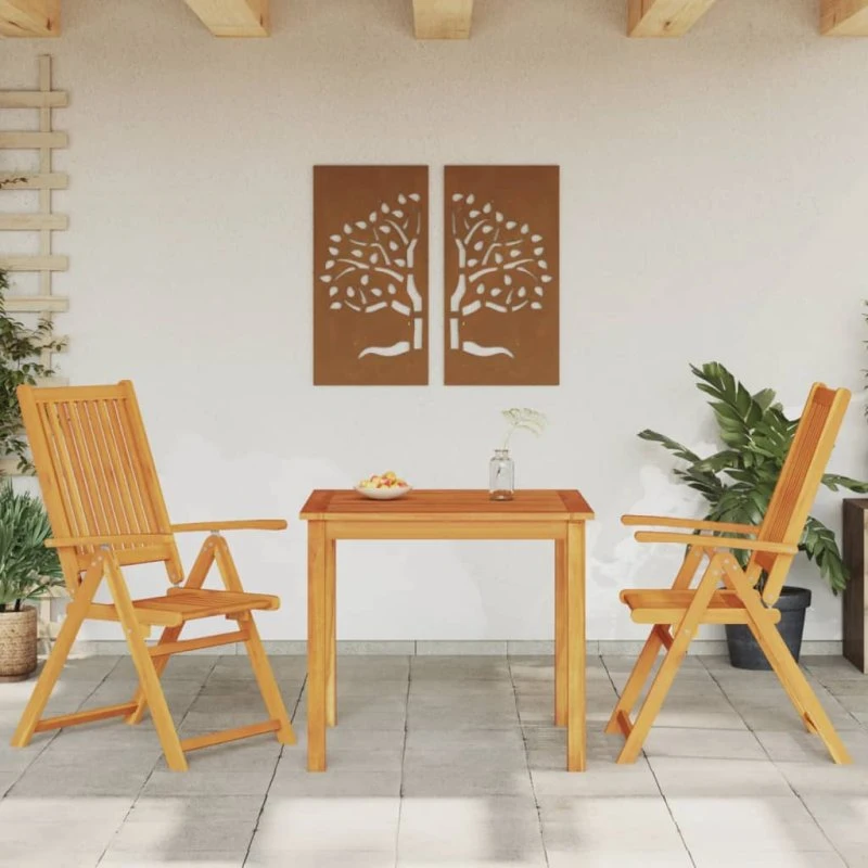 Havemøbelsæt 3 dele i massivt akacietræ 85x85 cm
