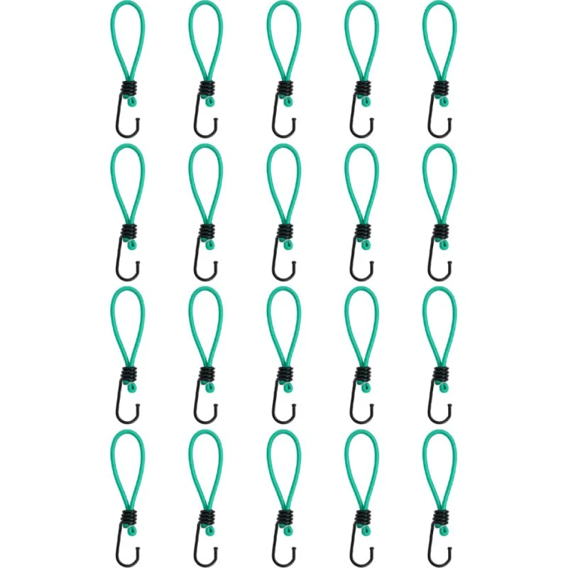 Elastiksnore med krog 15 cm, 20 stk – robuste PP