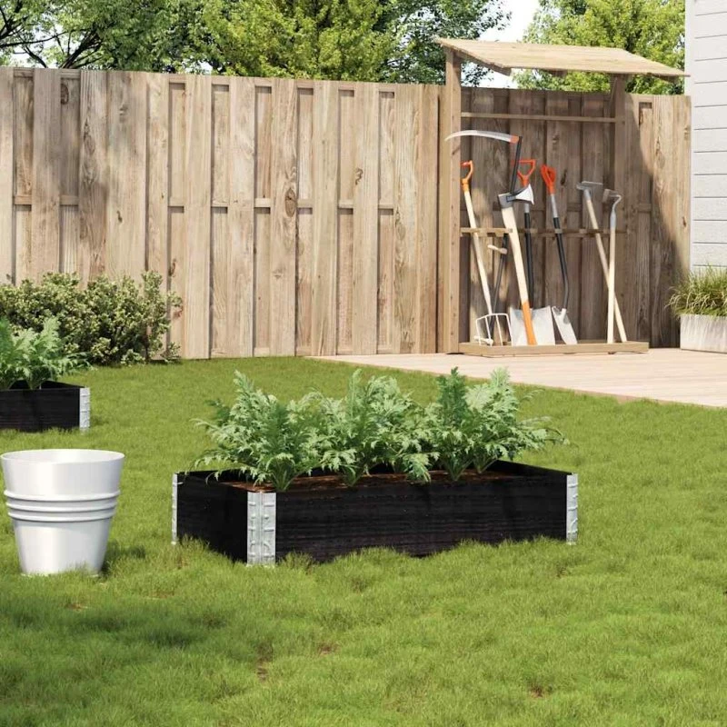 Plantekasse 100x50 cm i massivt fyrretræ - sort