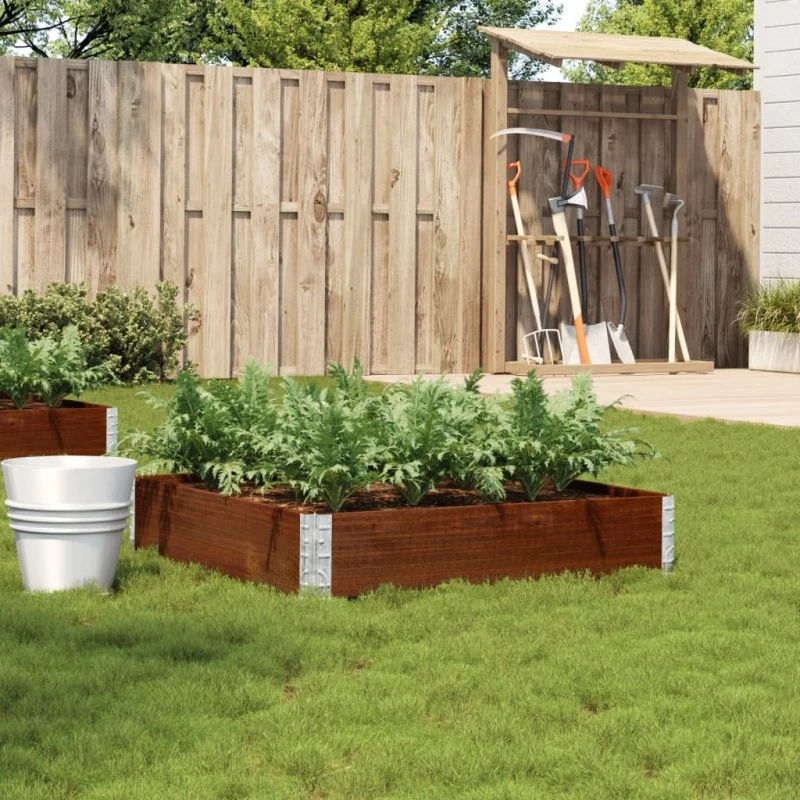 Plantekasse i massivt fyrretræ 100x100 cm – brun