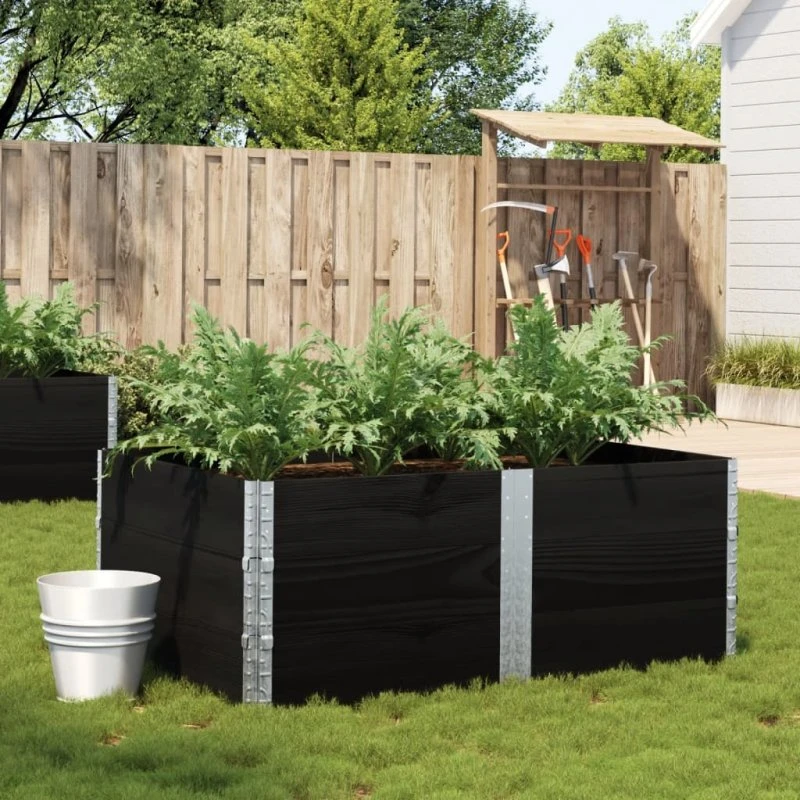 Plantekasse 150x100 cm i massivt fyrretræ – sort