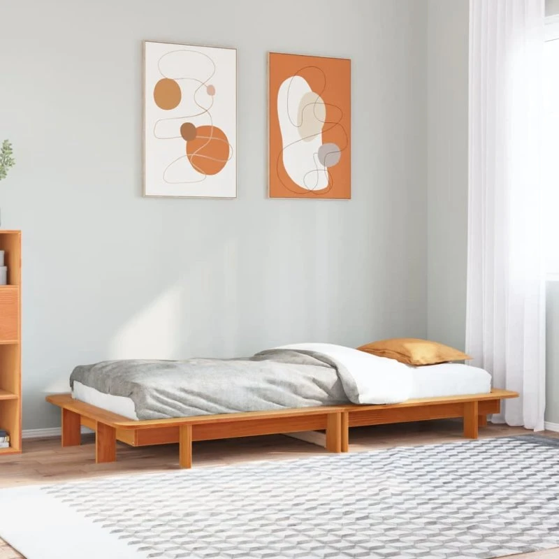 Sengeramme i massivt fyrretræ 100x200 cm – gyldenbrun
