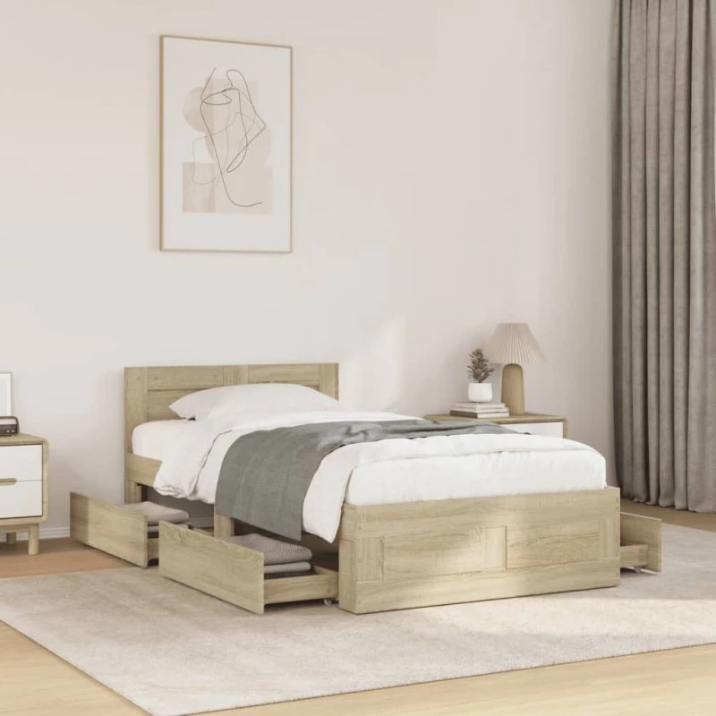 Sengeramme 75x190 cm med gavl i sonoma-eg