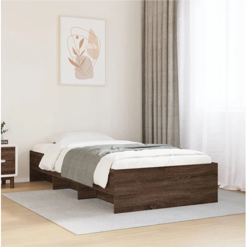 Sengeramme 90x200 cm i konstrueret træ, brun eg