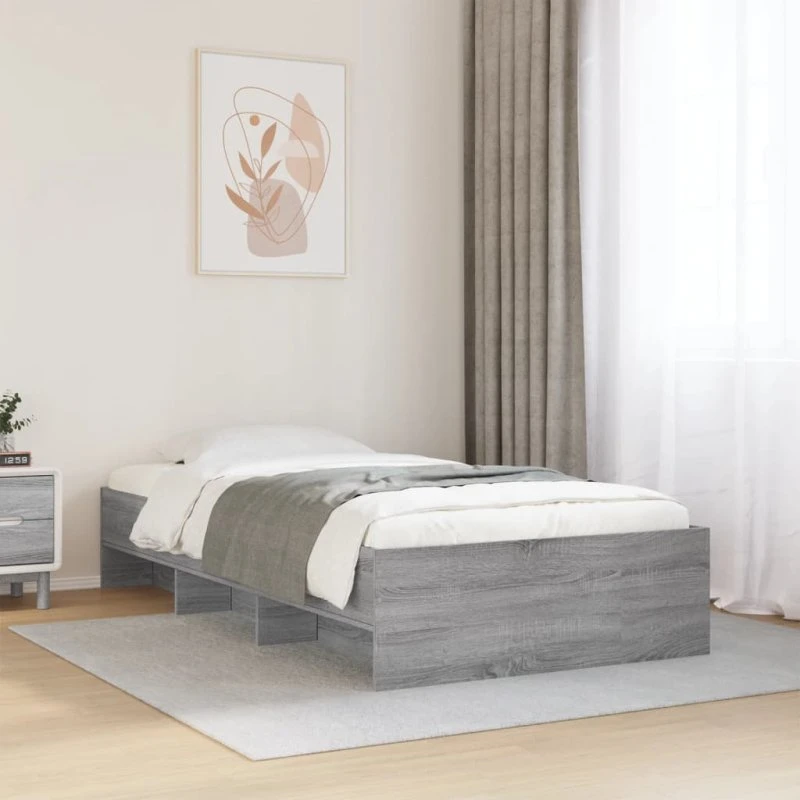 Sengeramme 90x190 cm i konstrueret træ – Grå Sonoma-eg