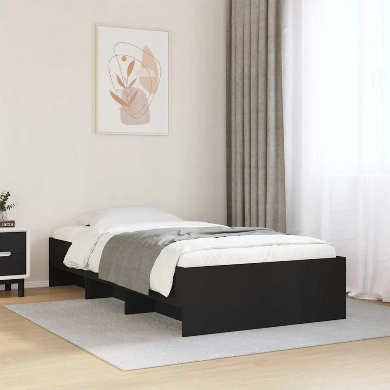 Sengeramme 75x190 cm i sort konstrueret træ
