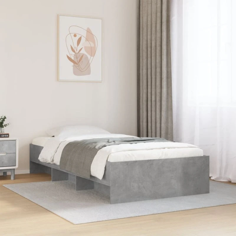 Sengeramme 75x190 cm i konstrueret træ - betongrå