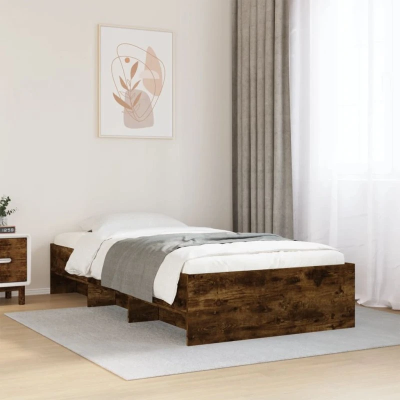 Sengeramme 75x190 cm i konstrueret træ – Røget eg