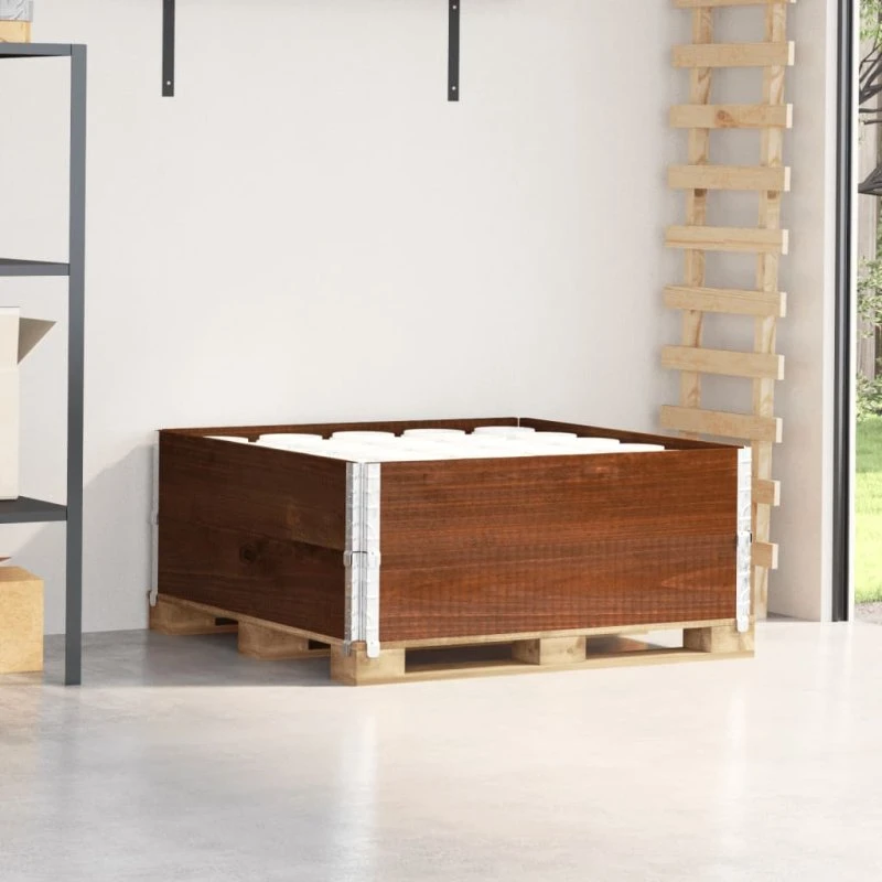 Pallerammer i massivt fyrretræ 2 stk. 100x100 cm – brun