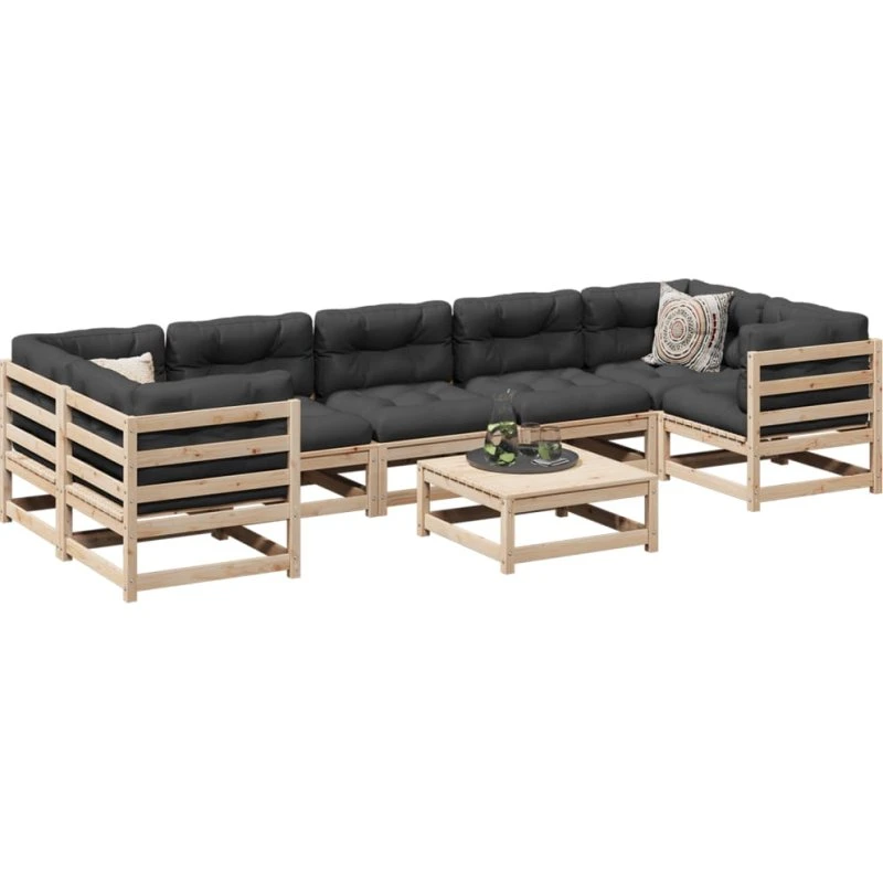 Sofasæt til haven 8 dele i massivt fyrretræ