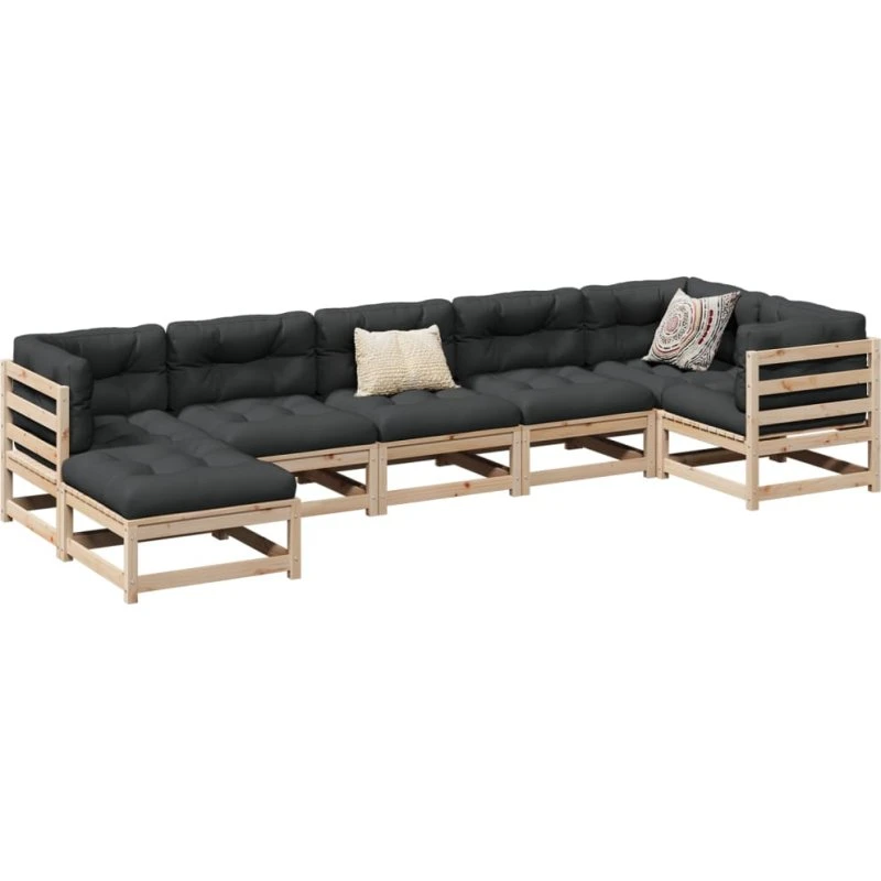 Sofasæt til haven 7 dele i massivt fyrretræ