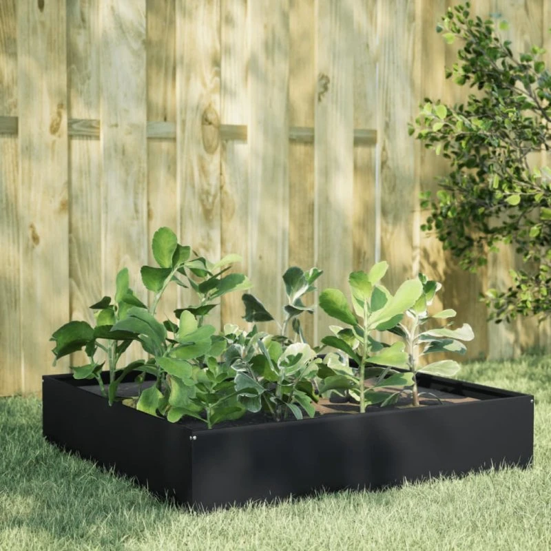 Højbed i stål 100x100x33,5 cm – sort