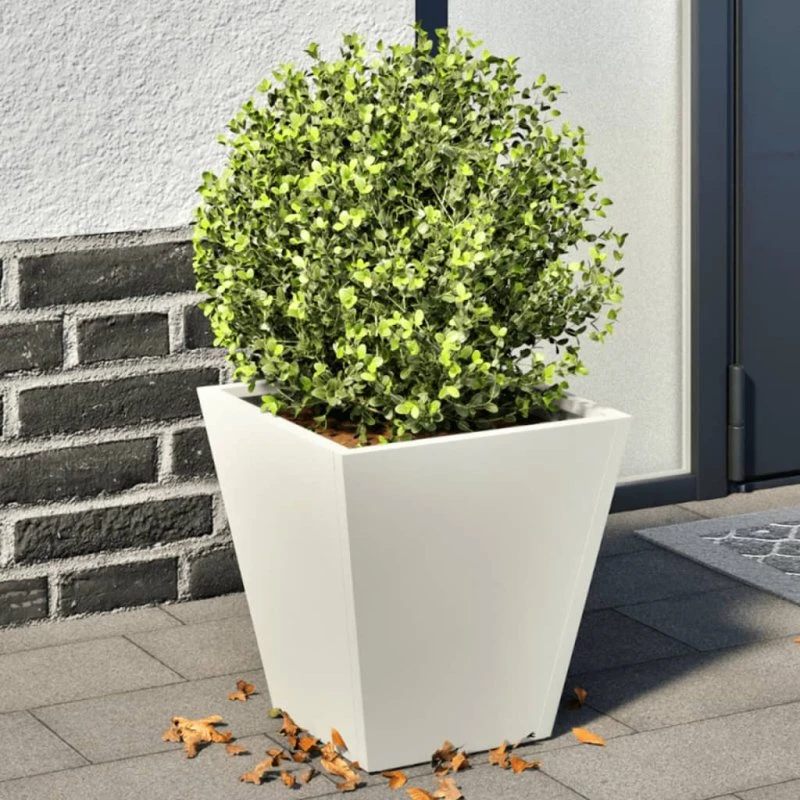 Plantekasser i stål 2 stk. 30x30x30 cm – Hvid