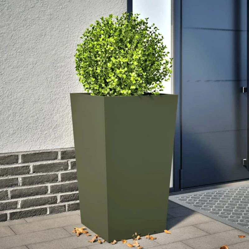 Plantekrukker i stål 2 stk 45x45x75 cm – olivengrøn
