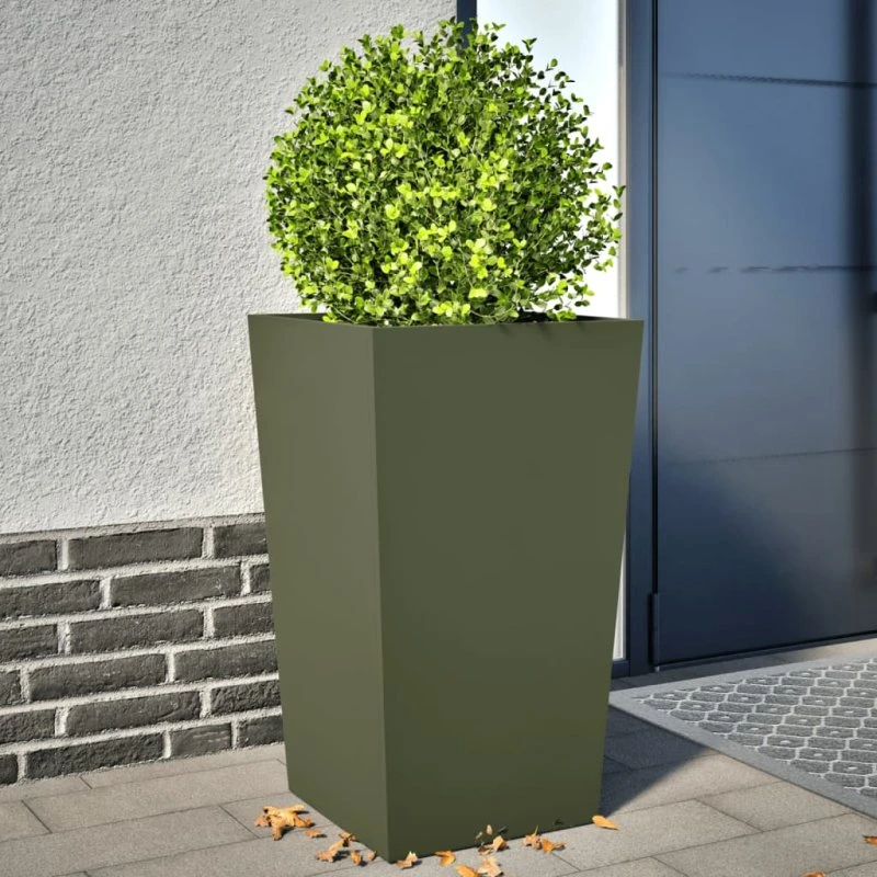Plantekrukker i stål 2 stk. 45x45x75 cm — olivengrøn