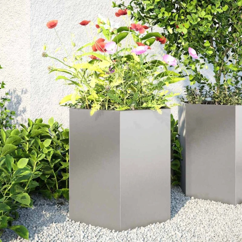 Havekrukker 2 stk 46x40x45 cm sekskantet i sort stål