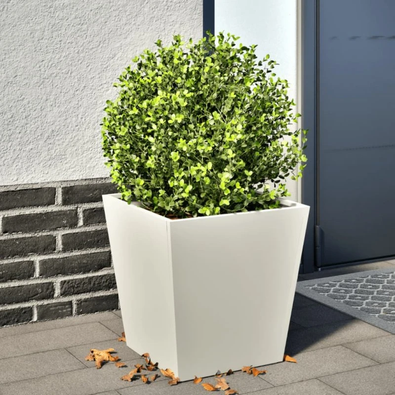 Plantekrukke i stål 40x40x40 cm – hvid