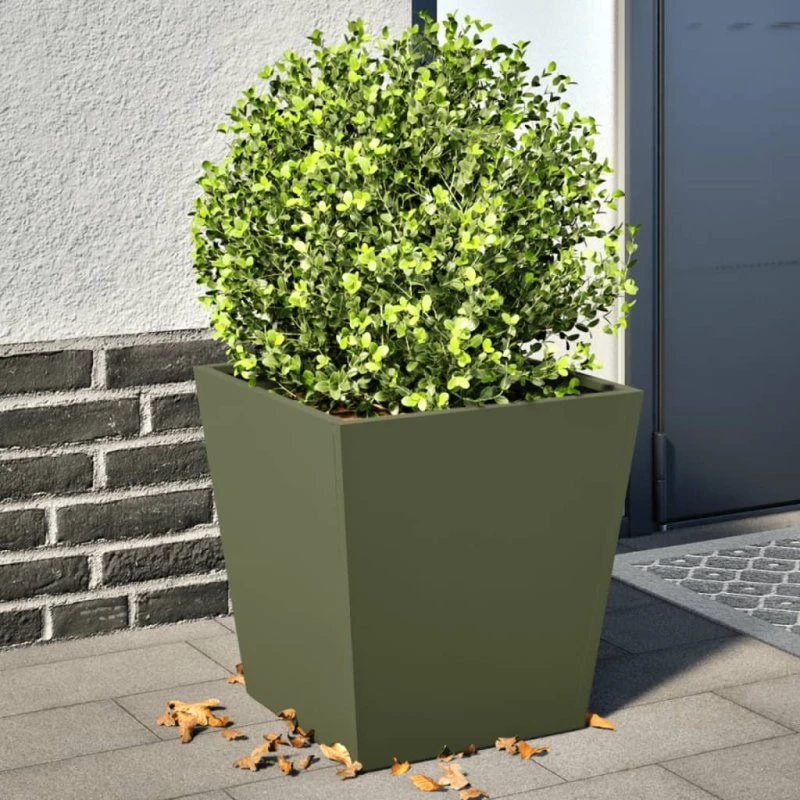 Plantekrukker i stål 2 stk. 40x40x40 cm – olivengrøn