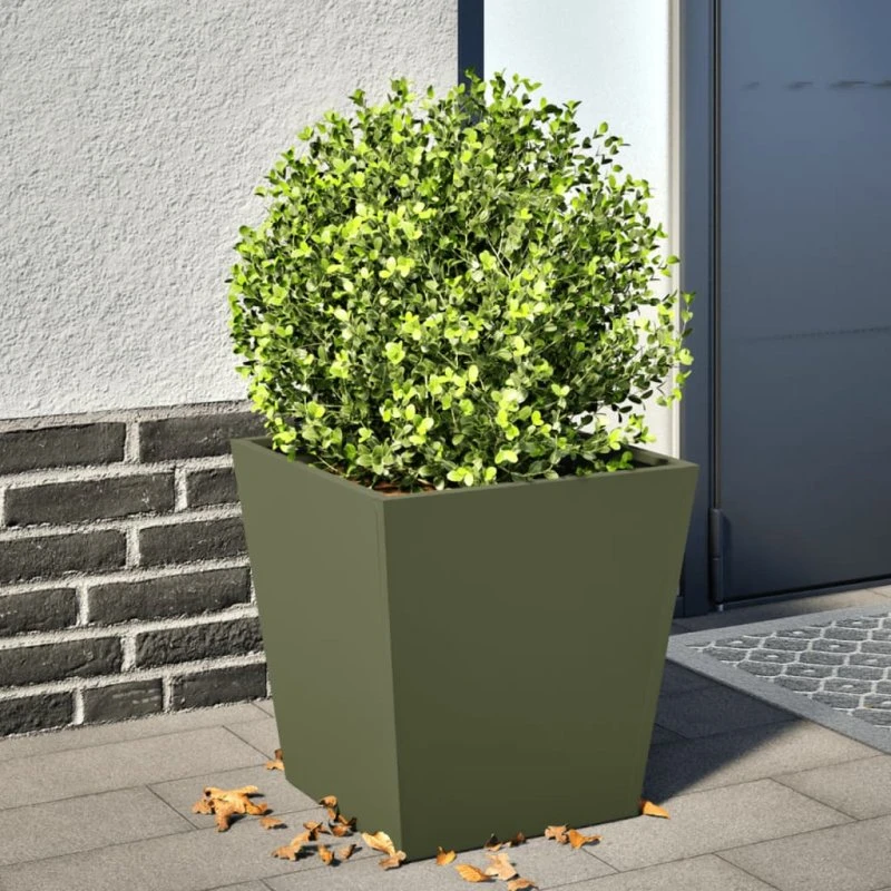 Plantekrukker i stål 2 stk. 40x40x40 cm, olivengrøn