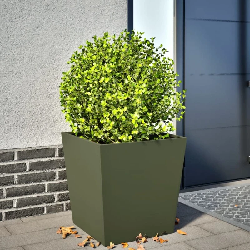 Plantekrukker i stål 2 stk. 50x50x50 cm – olivengrøn