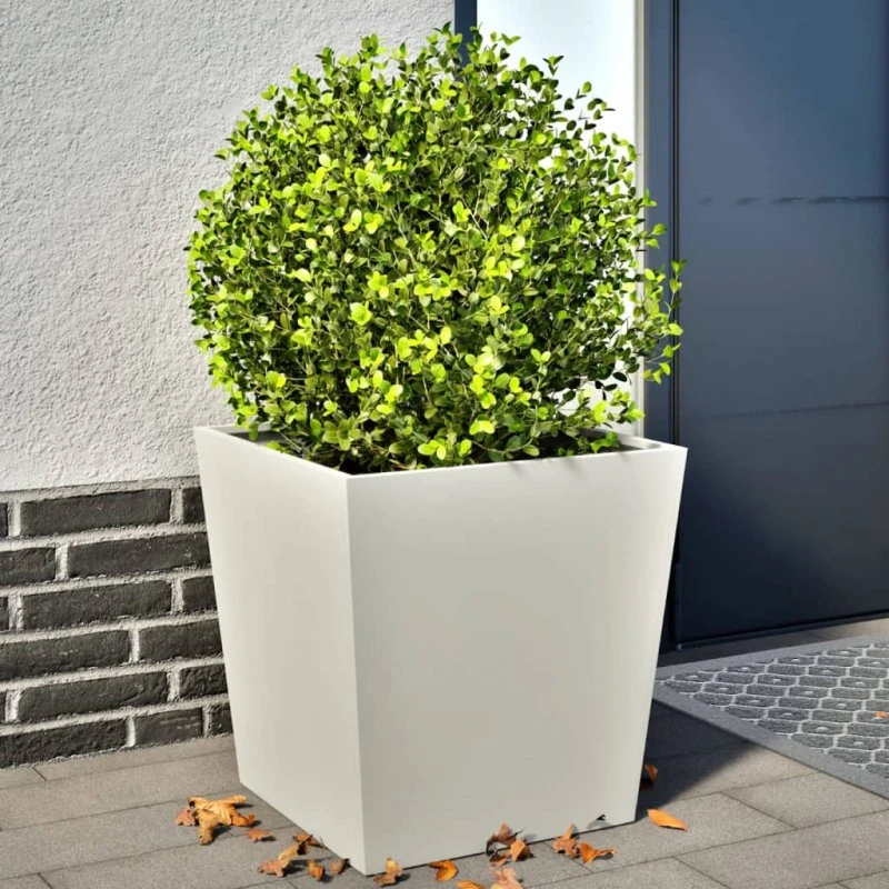 Plantekrukker i stål 2 stk. 50x50x50 cm - hvid