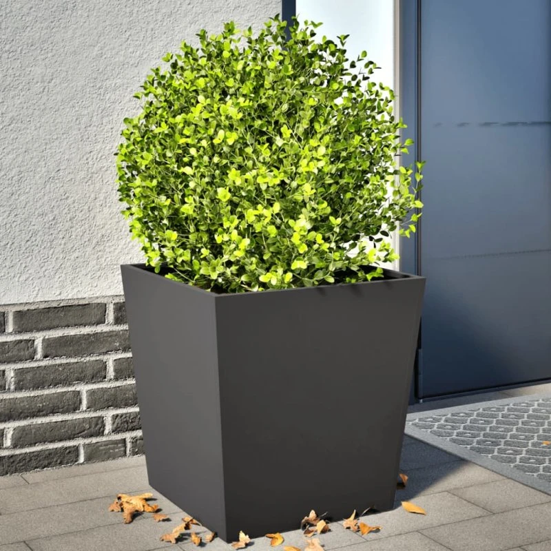 Sort stål plantekrukker 2 stk. 50x50x50 cm