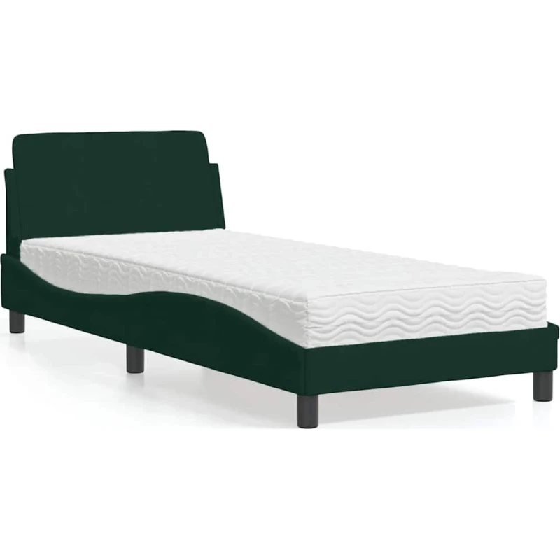 Seng med madras Dover 90x200 velour mørkegrøn