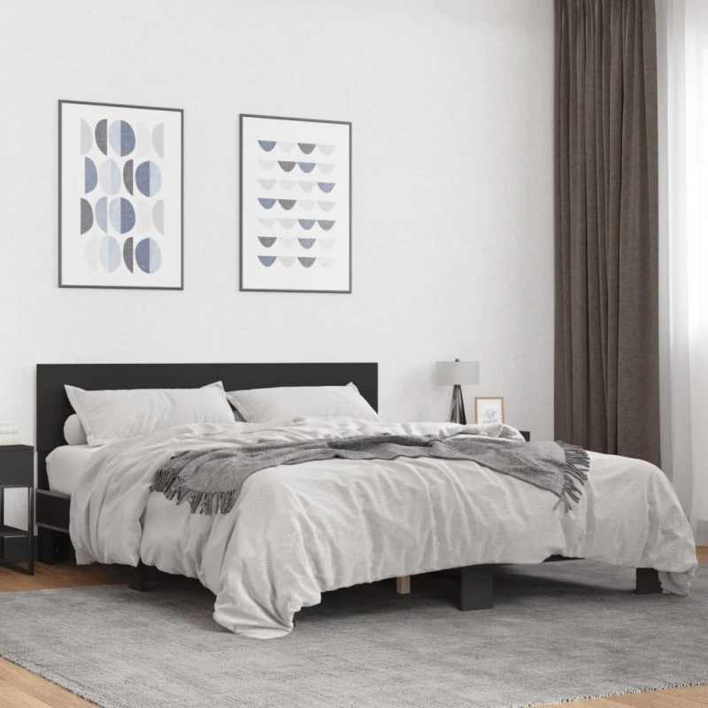 Sengestel 150x200 cm i træ og metal – sort