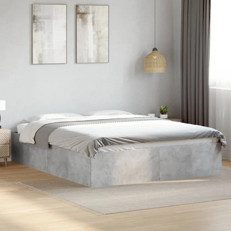 Sengestel 150x200 cm i konstrueret træ - Betongrå