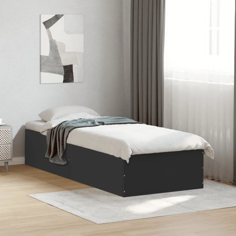 Sengeramme 100x200 cm i sort konstrueret træ