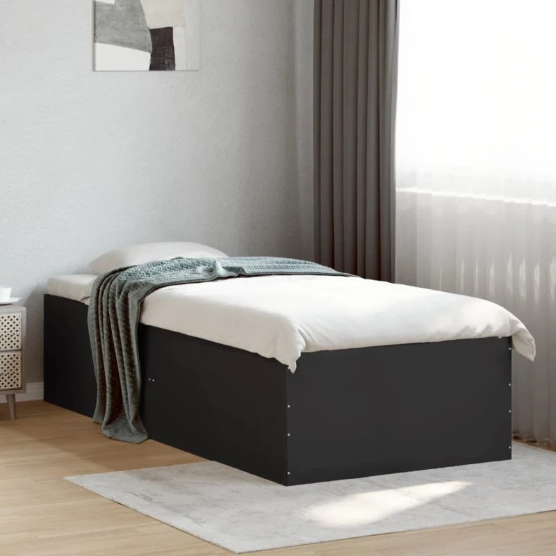 Sengeramme 100x200 cm i sort konstrueret træ