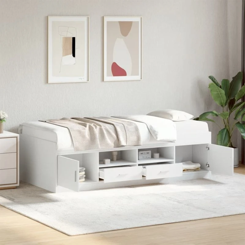 Daybed med skuffer 75x190 cm hvid (uden madras)