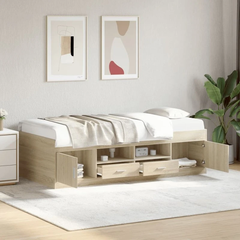 Daybed med skuffer 75x190 cm - Sonoma-eg (uden madras)
