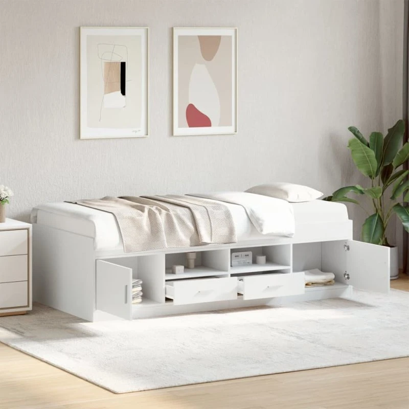 Daybed 100x200 cm med skuffer - Hvid (uden madras)