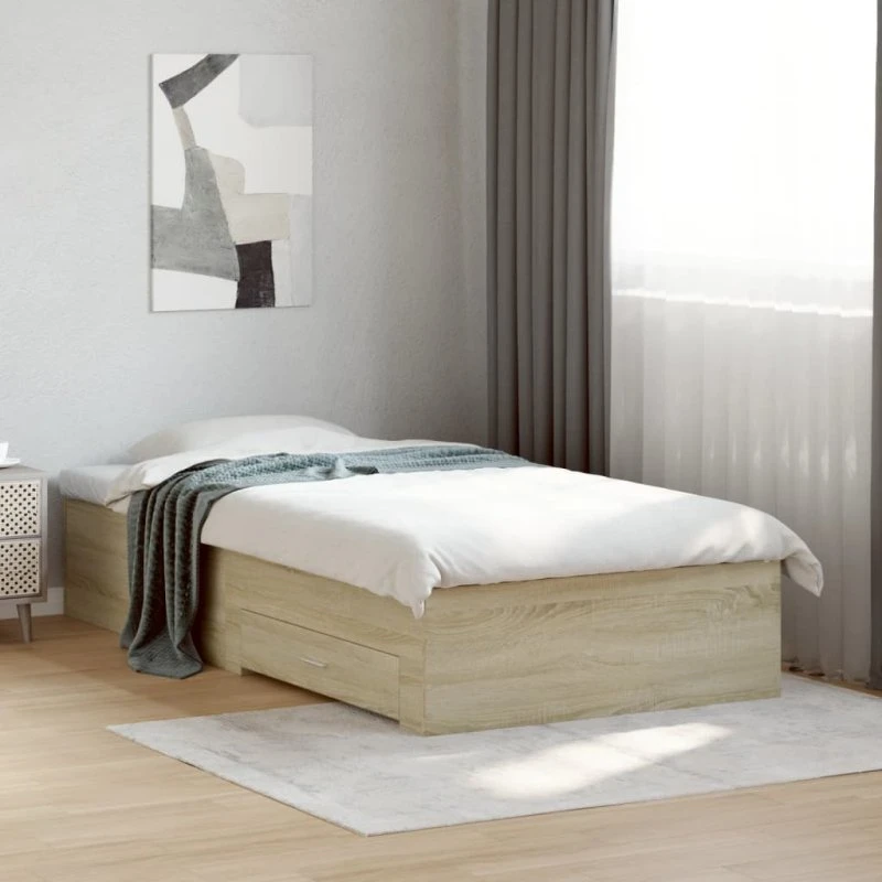 Sengeramme med skuffer 75x190 cm – Sonoma Eg