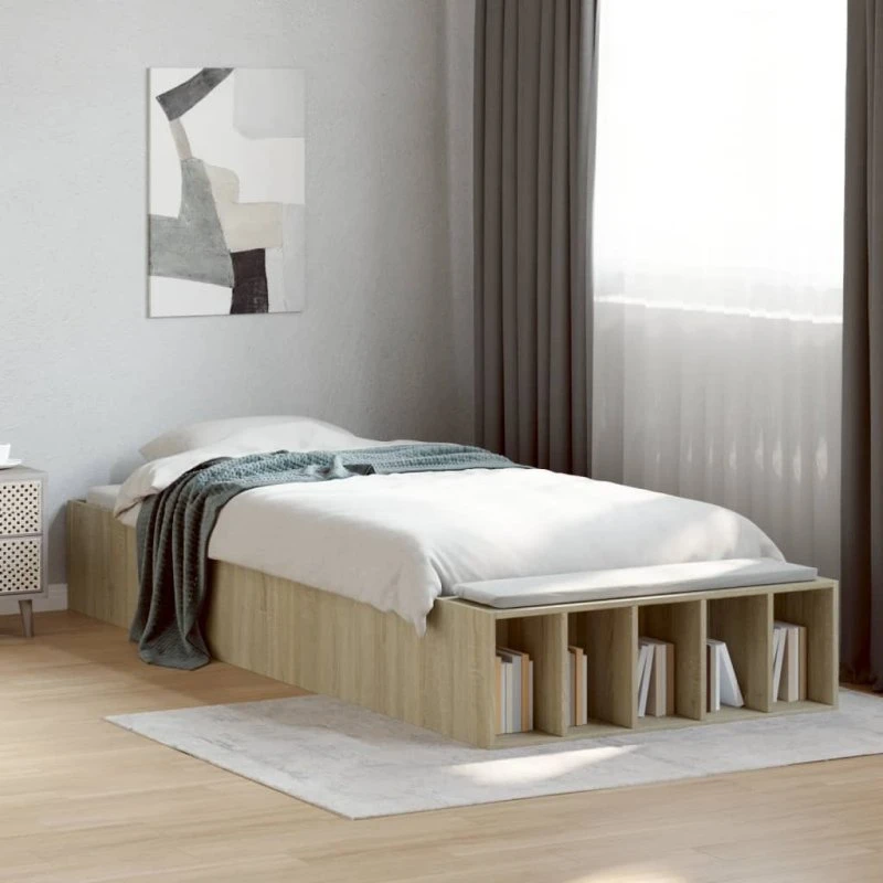 Sengeramme 75x190 cm i konstrueret træ – Sonoma-eg
