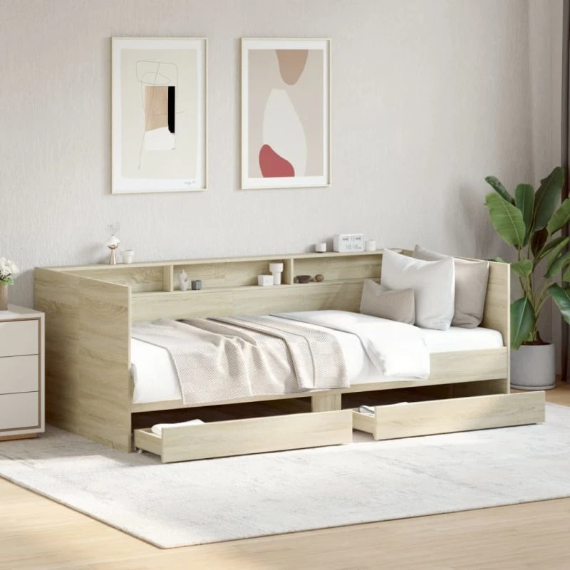 Daybed med skuffer 75x190 cm - Sonoma-eg (uden madras)