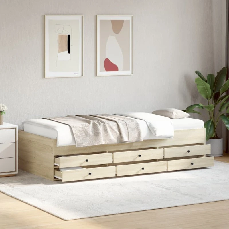 Daybed 75x190 cm sonoma-eg med 6 skuffer (uden madras)