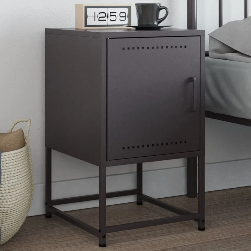 Sengebord i sort stål 36x39x60,5 cm - industrielt