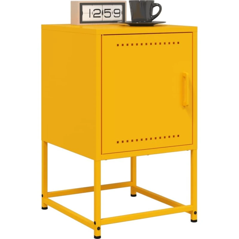 Sengeborde i stål 2 stk. 36x39x60,5 cm – sennepsgul