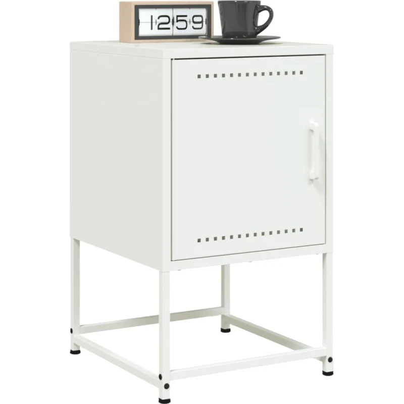 Sengeborde 2 stk. i hvidt stål 36x39x60,5 cm